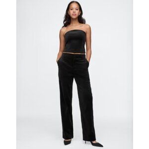 GAP High Rise Classic Velvet Straight Pants Black Size 4 #600888 RT$90 Moto Edgy